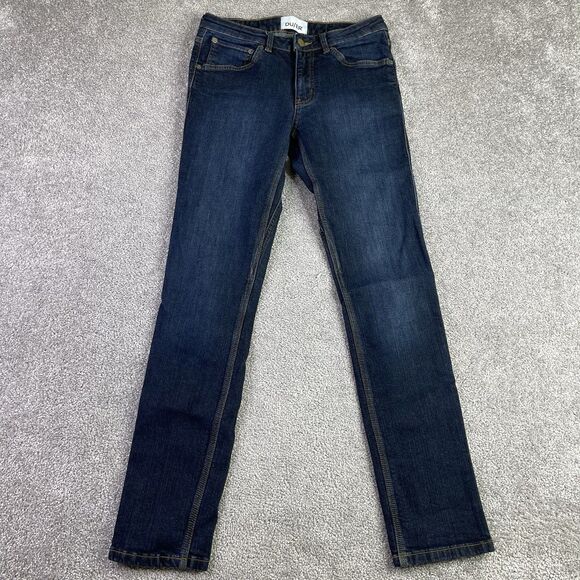 DU/ER Jeans Women’s 26X29 Blue Slim Straight Low Rise Dark Denim Stretch - Picture 1 of 13